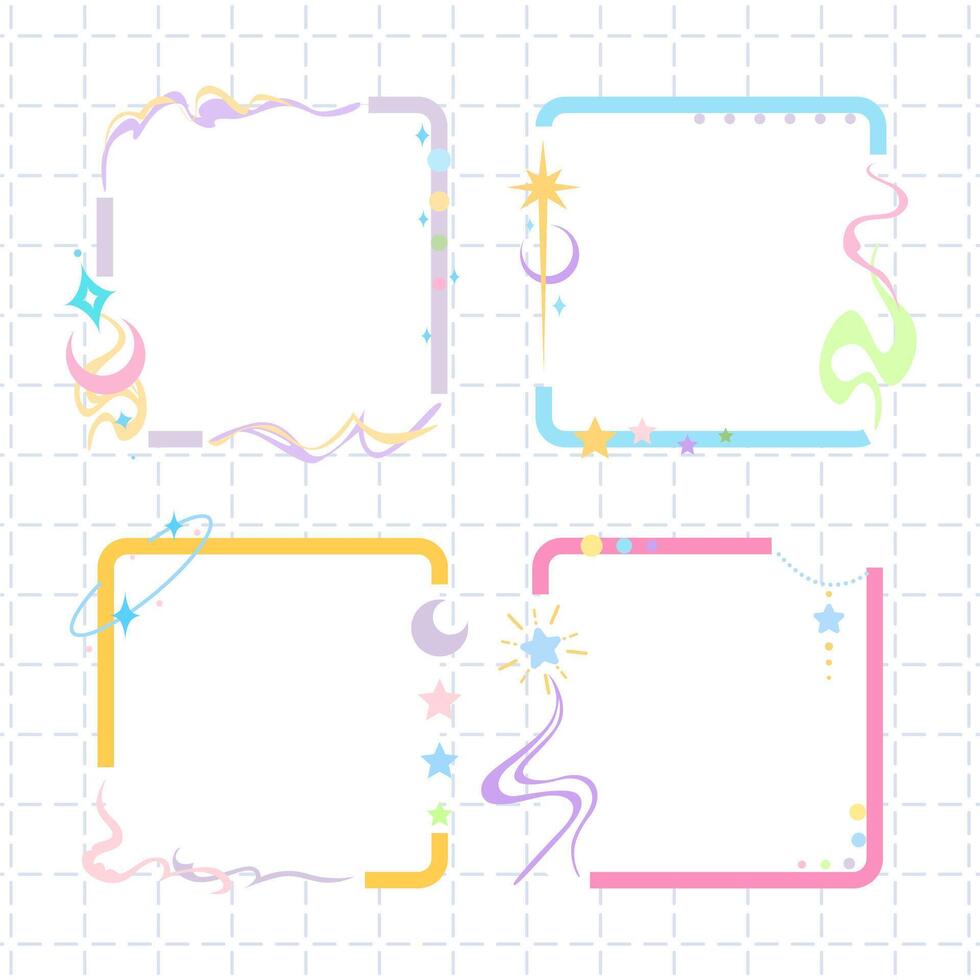 magical galaxy stick notes frame collection vector