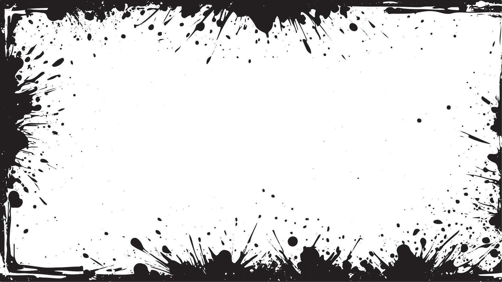monochrome BLACK grunge and gritty frame overlay on white background, illustration for background, texture and overlay vector