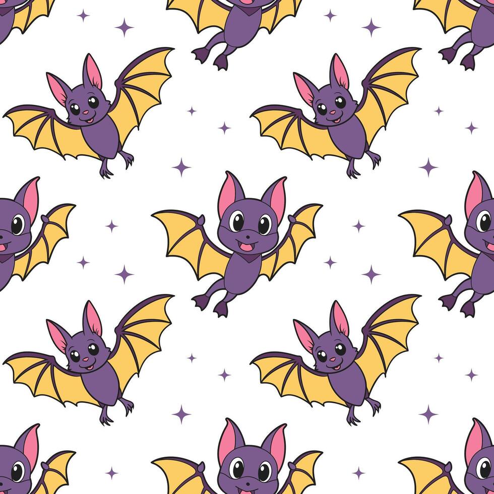 Cute seamless pattern with bat characters. Halloween background, design for children's clothing, fabrics, textiles. vector