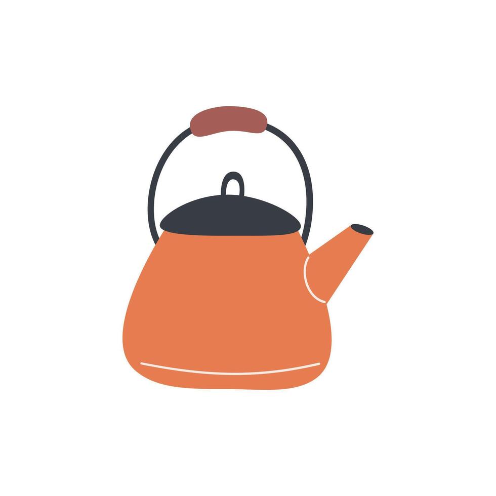 Cartoon kettle. camping thematic element. vector