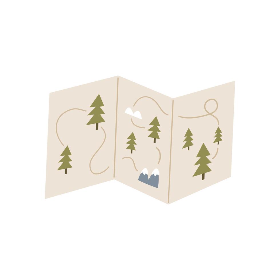 Cartoon map. camping thematic element. vector