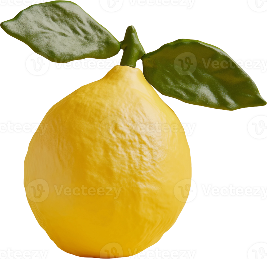 clay a lemon with leaves on it png