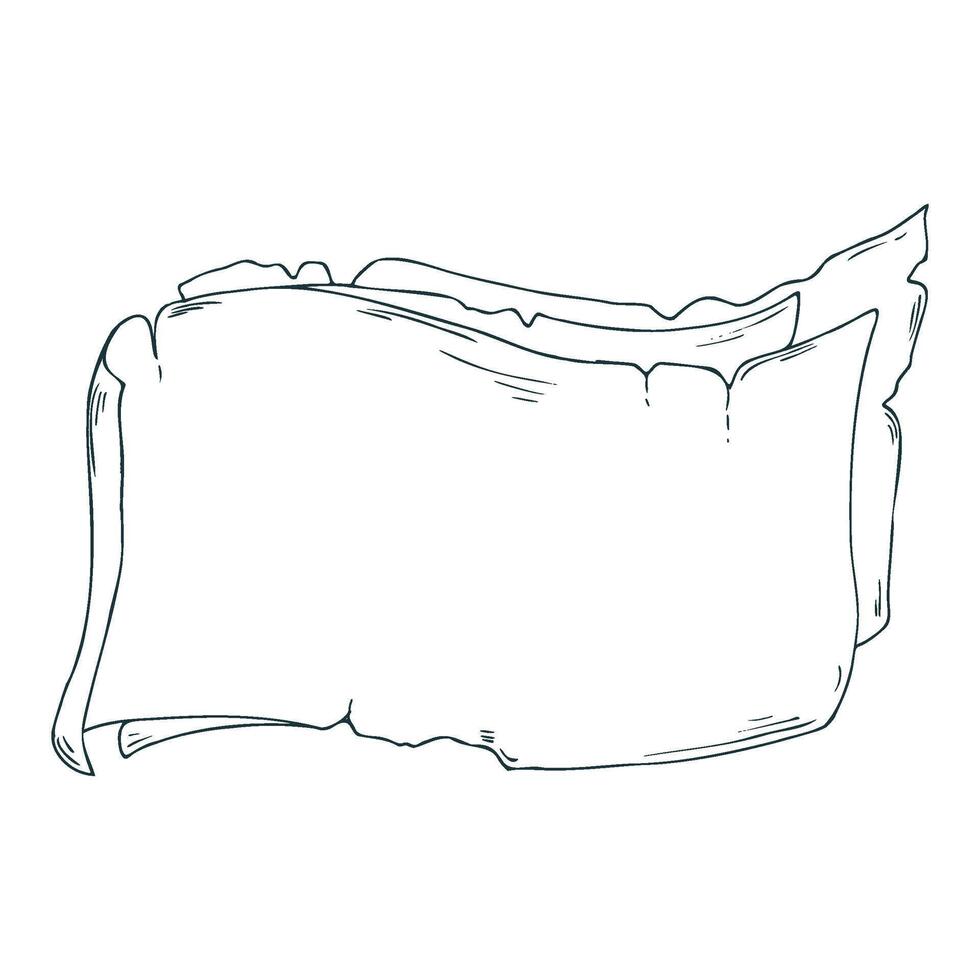 Sheets of paper, papyrus, old several pieces in a stack. Line art is a simple hand-drawn illustration in black and white ink. Isolated EPS object. vector