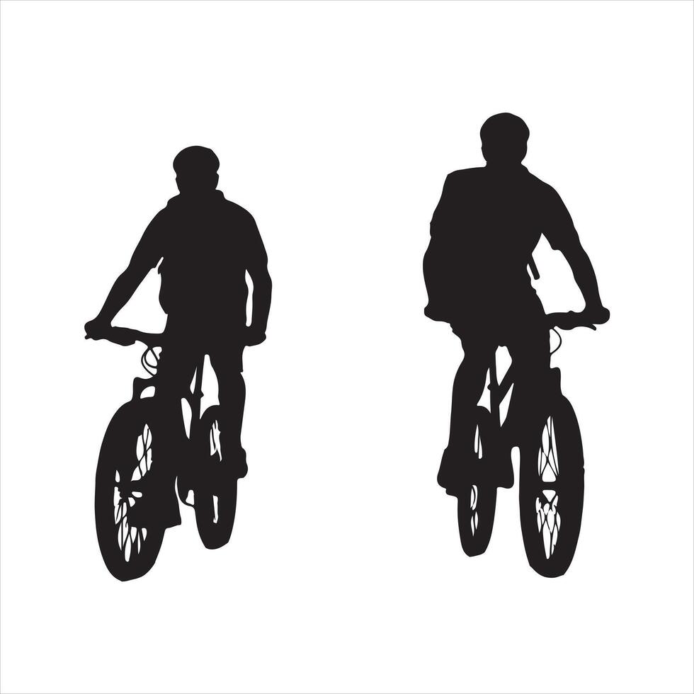 Cyclists silhouette isolated on white background vector