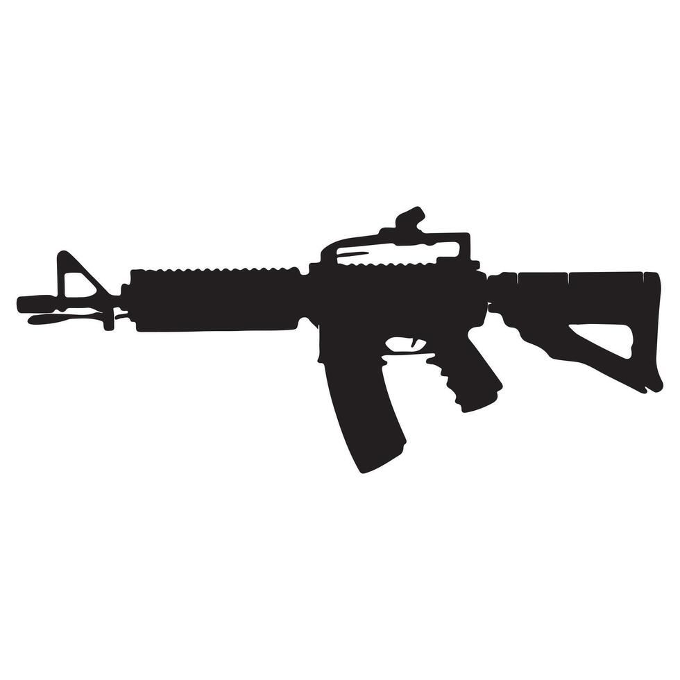 Assault rifle silhouette on a white background vector