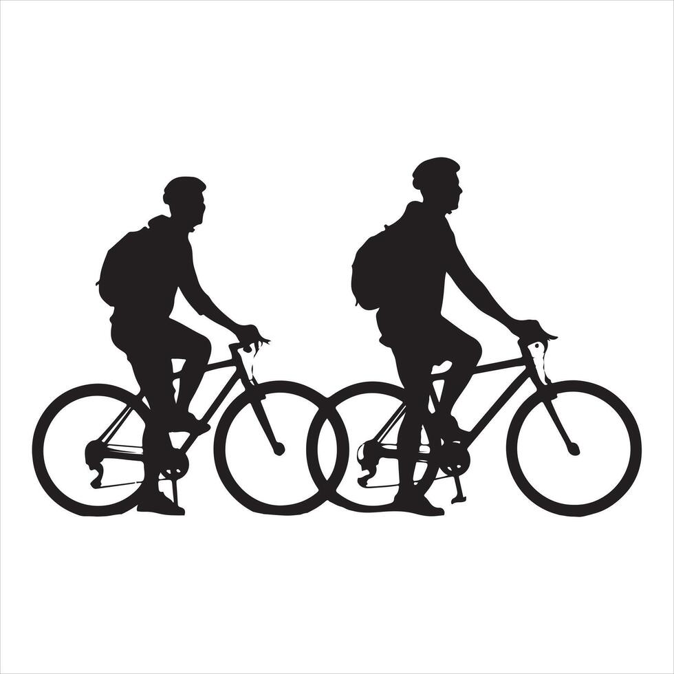 Cyclists silhouette isolated on white background vector