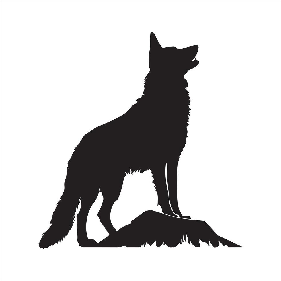 Silhouette of wolf on white background vector
