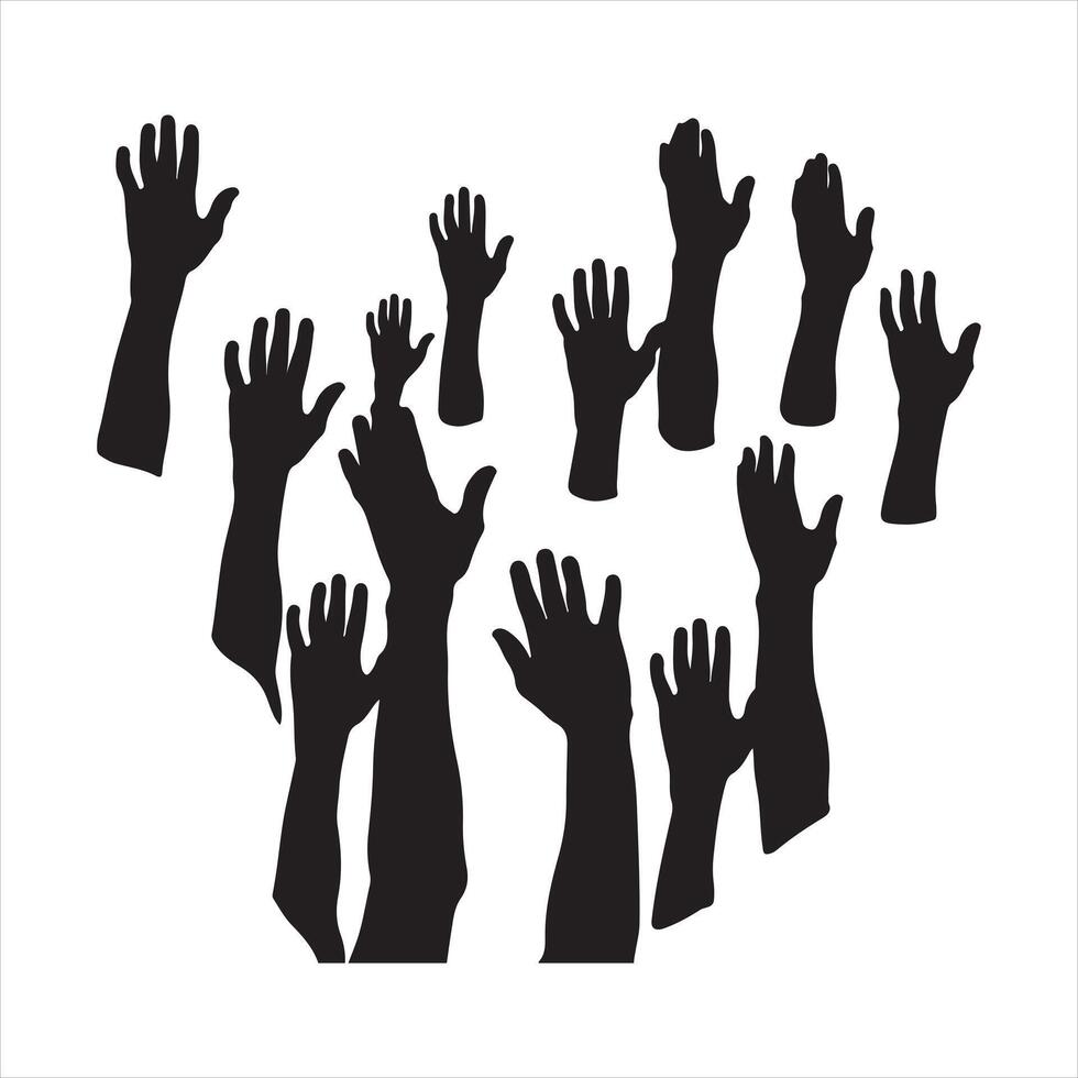 silhouettes of hands silhouette white background vector