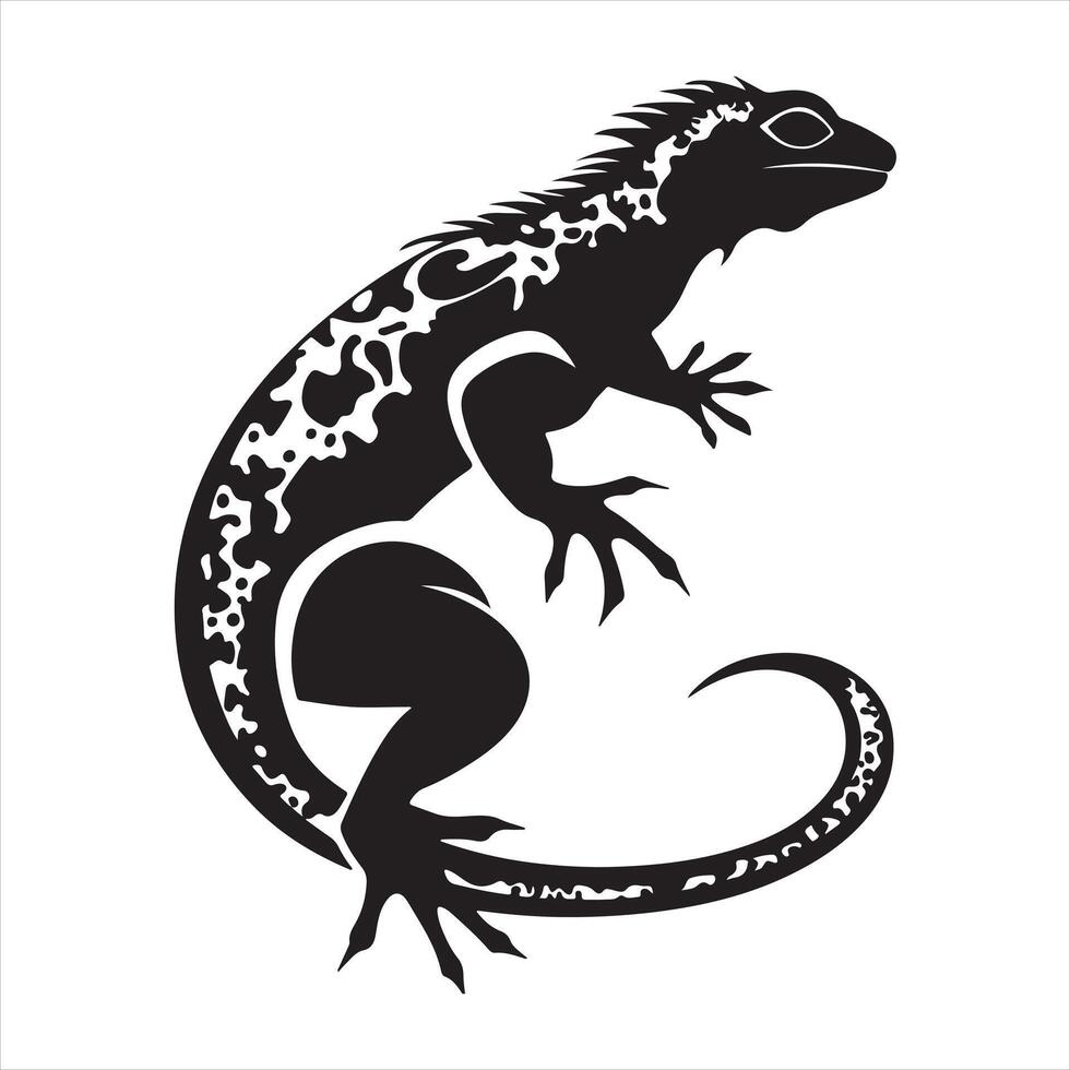 lizard silhouette white background vector