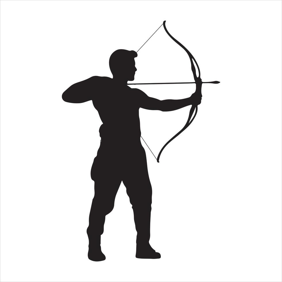 Man Archery Silhouette on white background vector