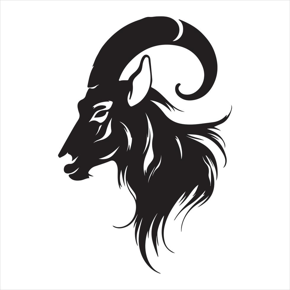 Ram goat horn capricorn silhouette white background vector