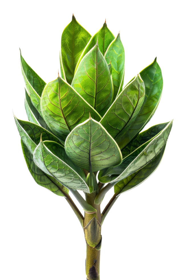 Green Plant with Leaf Detail on Black Background png
