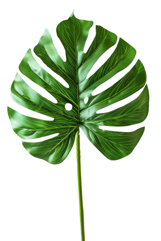 Single Monstera Leaf Isolated on Black Background png
