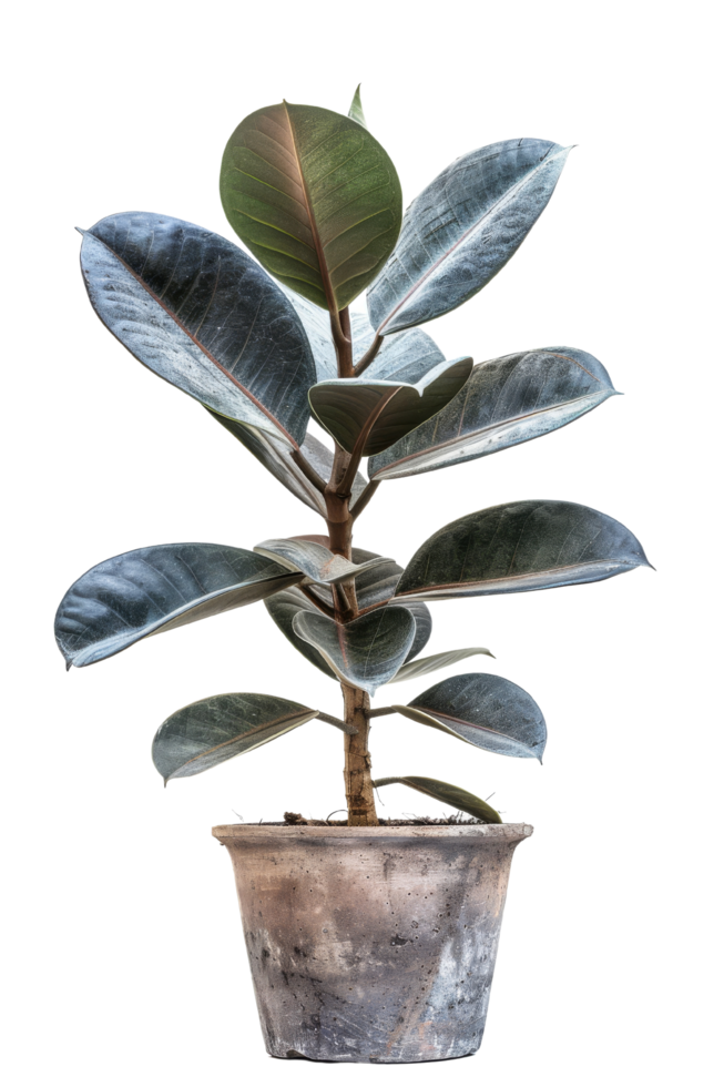 Ficus Plant with Green Leaves in a Rustic Pot png