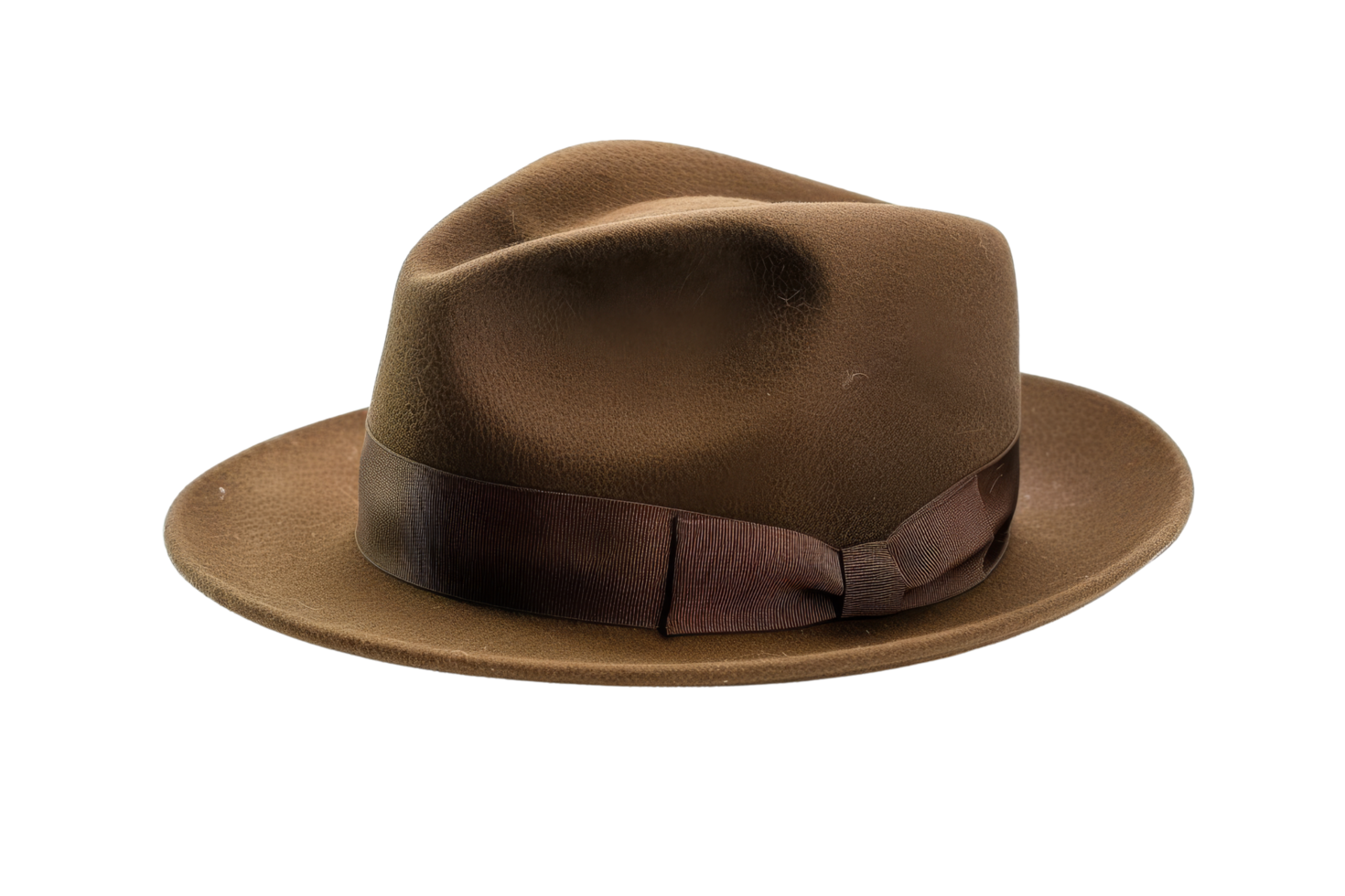 Brown Fedora Hat with Ribbon png