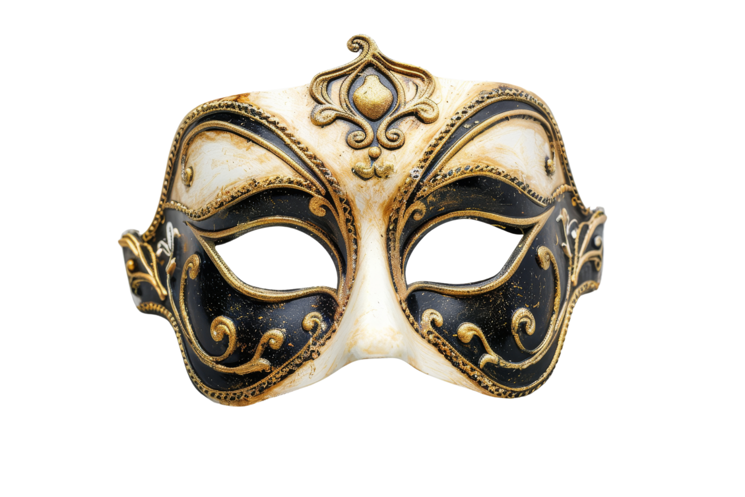 Venetian Mask with Black and Gold Designs png