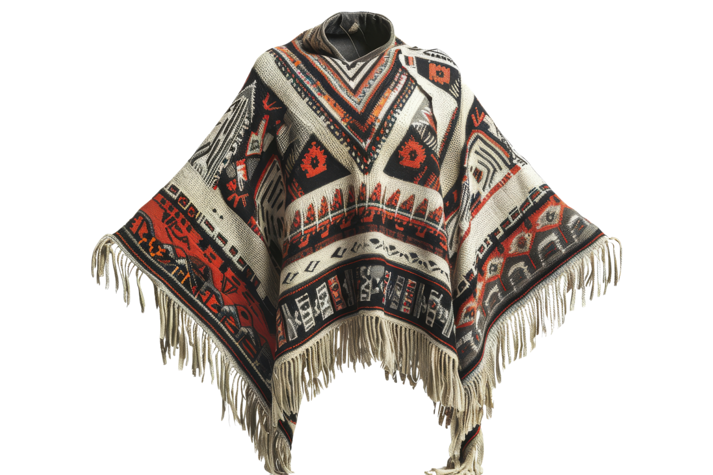 Traditional Andean Poncho with Geometric Patterns png