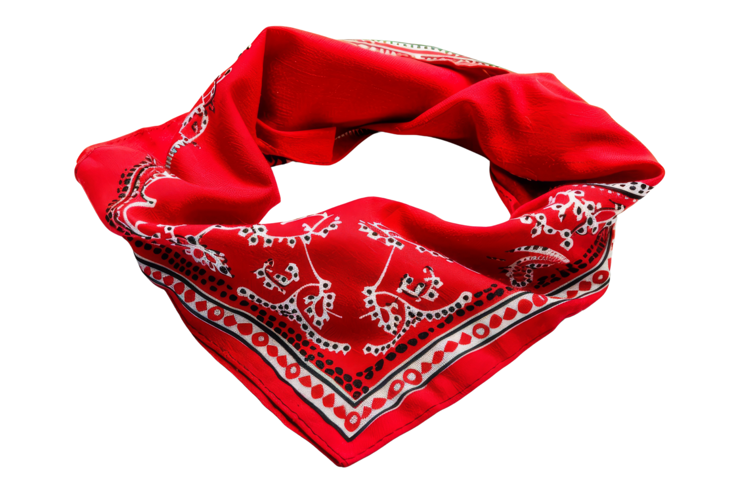 Red and White Patterned Bandana png