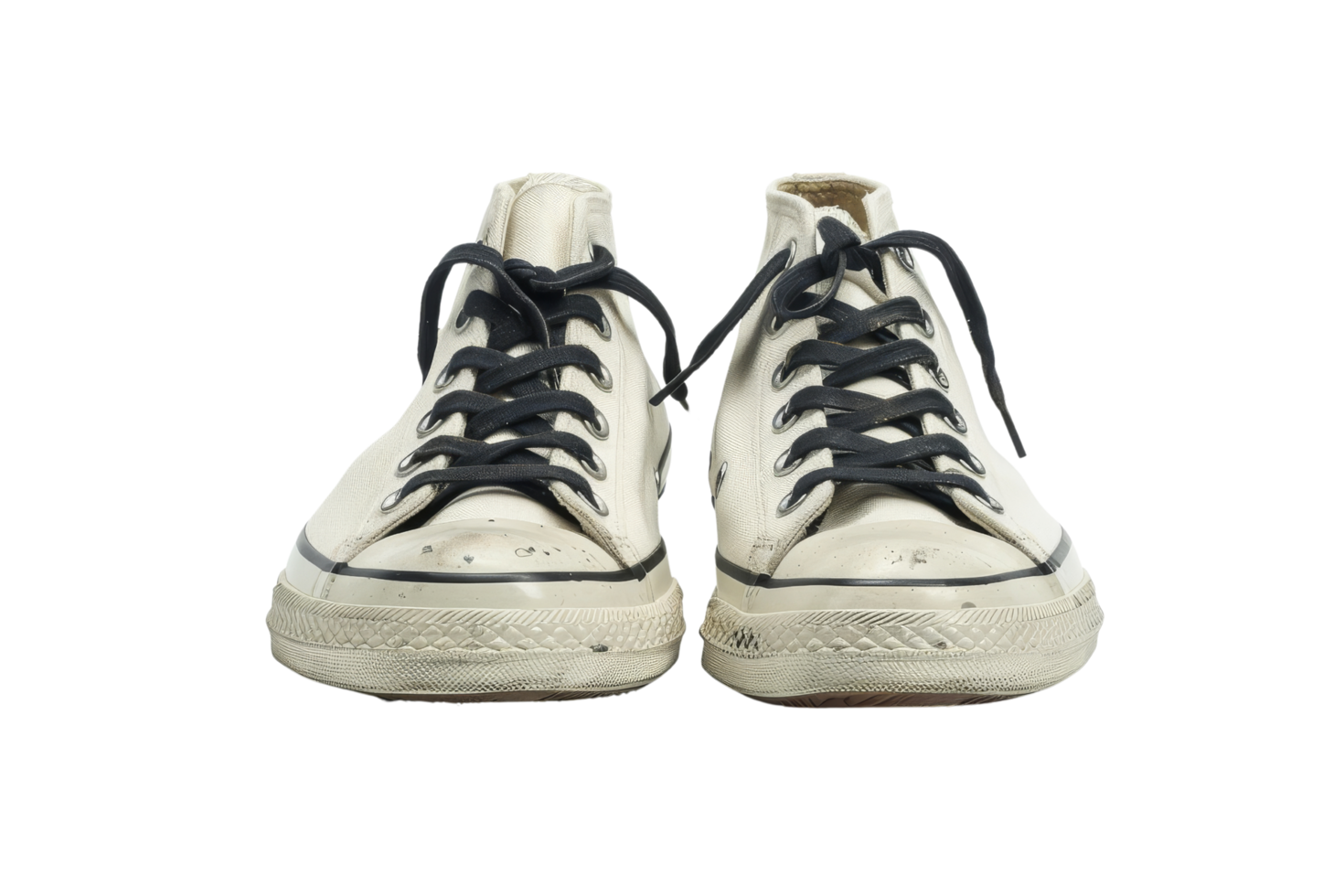 White Canvas Sneakers with Black Laces png