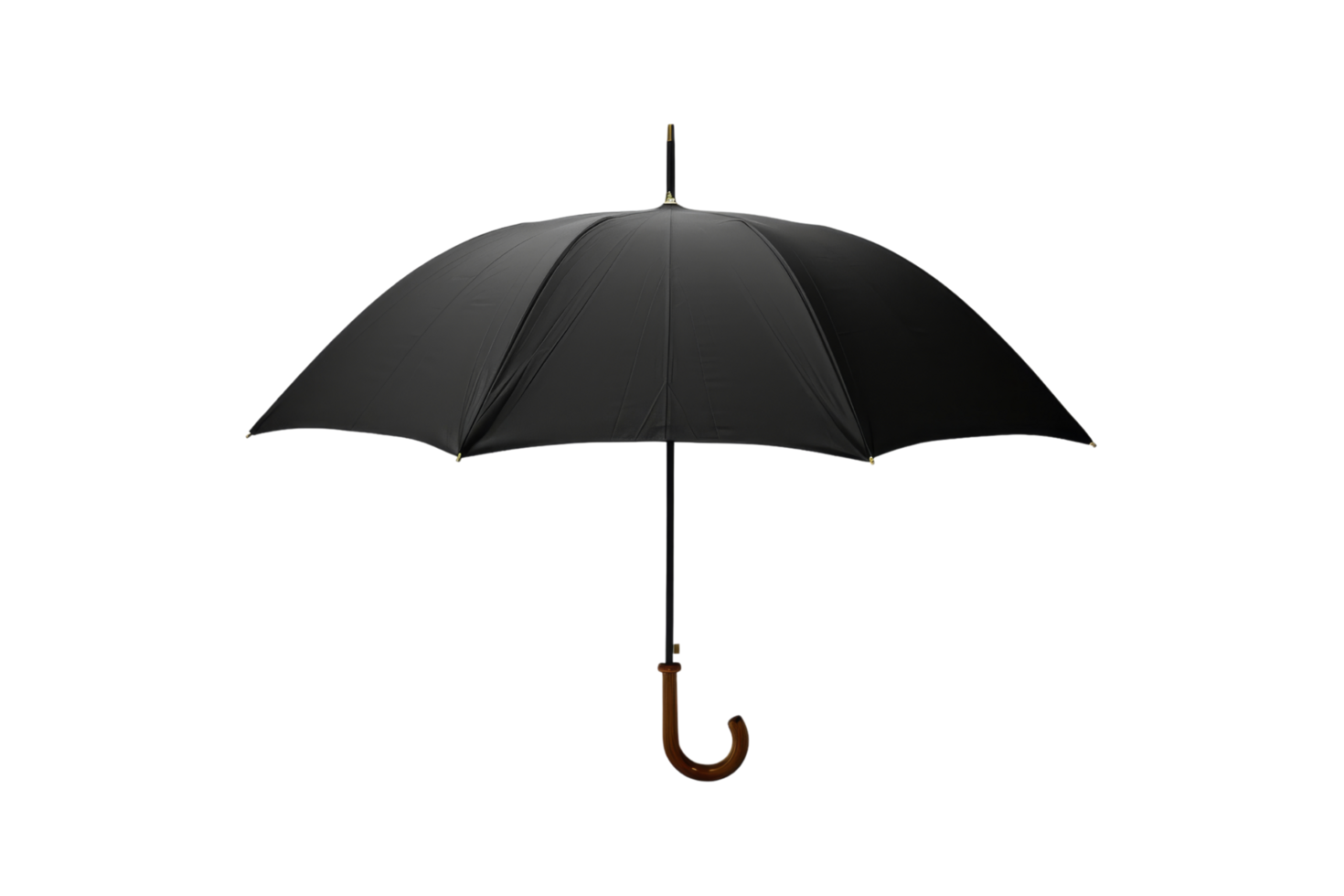 Black Umbrella with Wooden Handle png