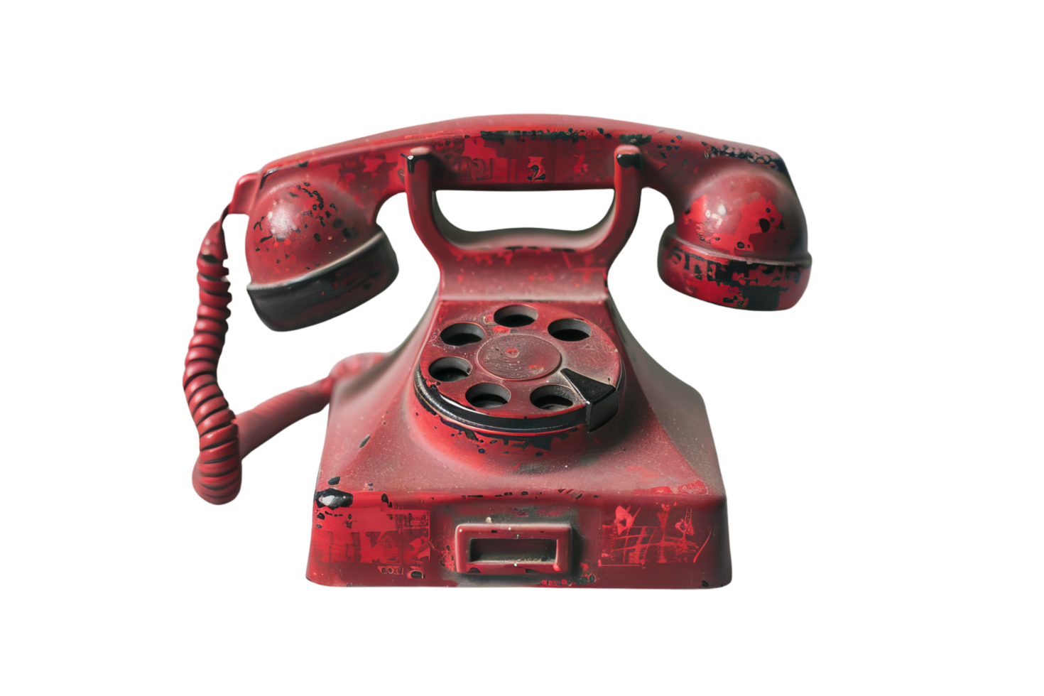 Vintage Red Rotary Dial Phone png