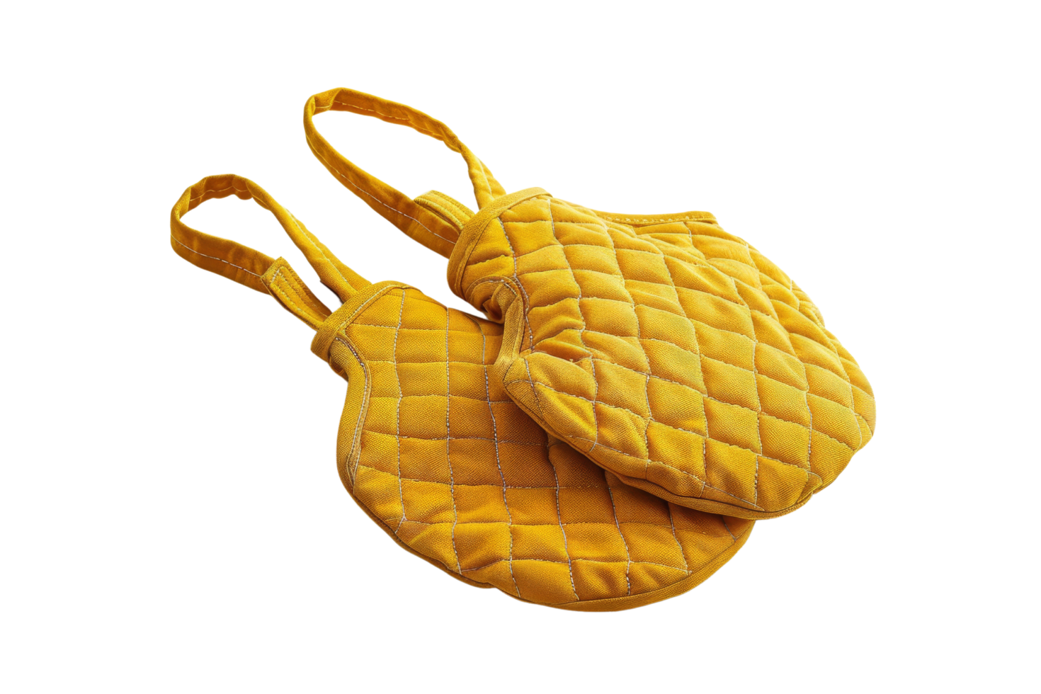 Yellow Quilted Oven Mitts png
