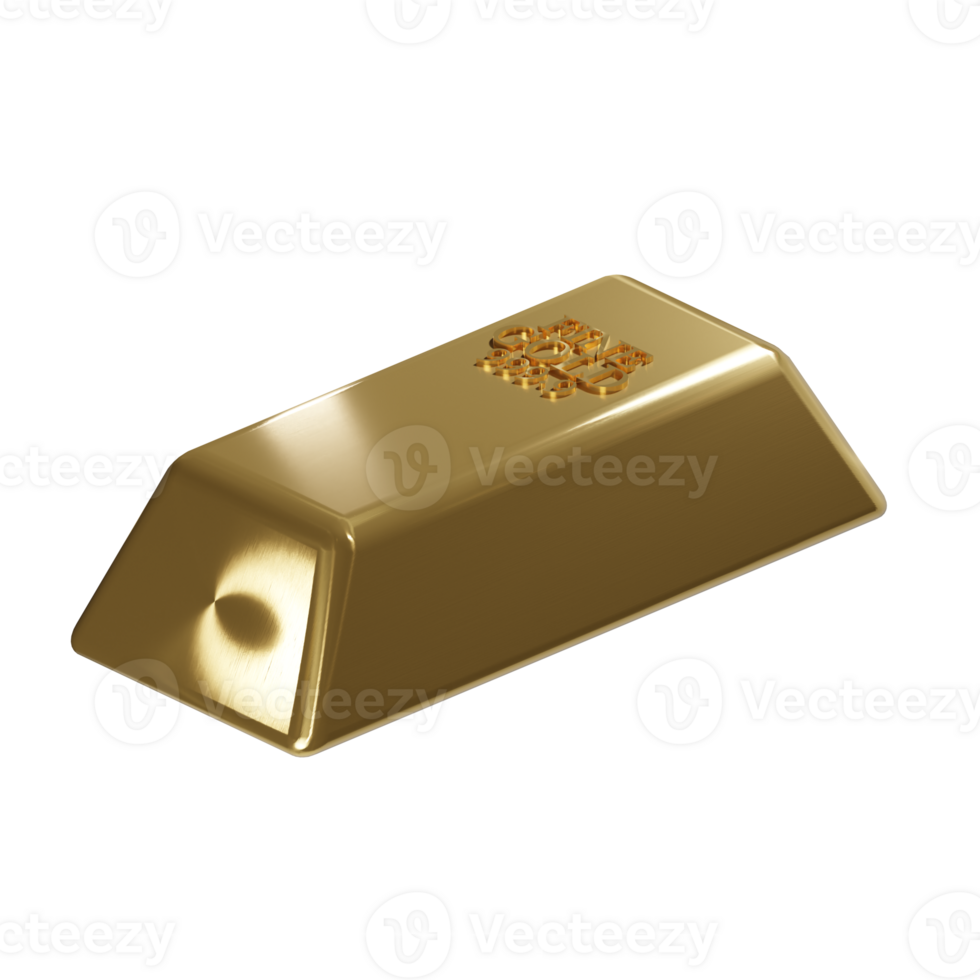 a 3d isometric fine gold bar icon png