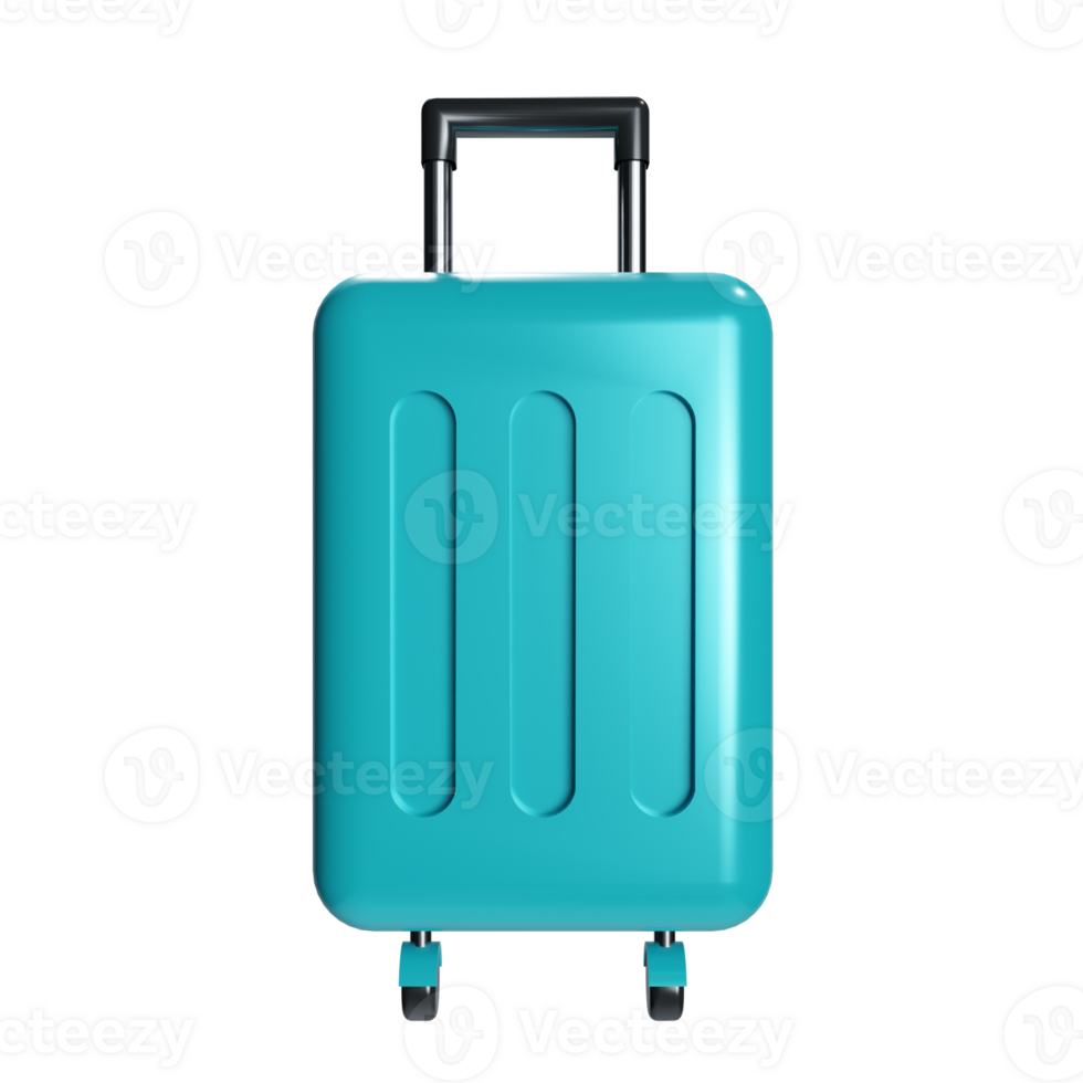 a 3d blue travel suitcase with handlebar icon png