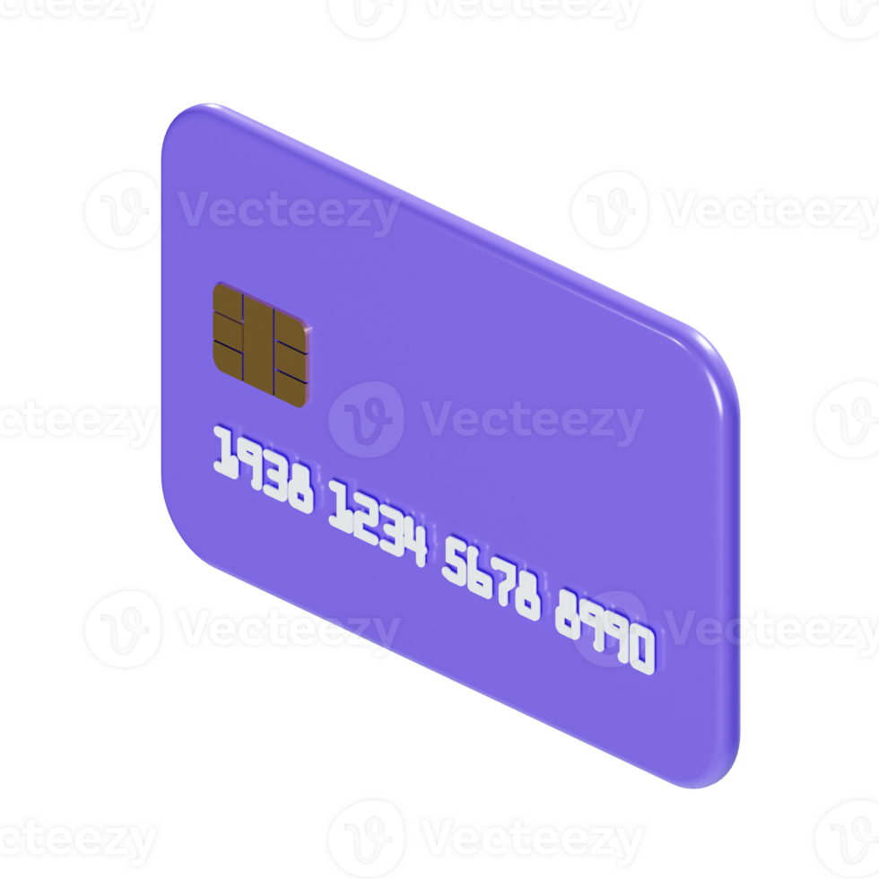 a 3d isometric icon credit debit card payment with number png