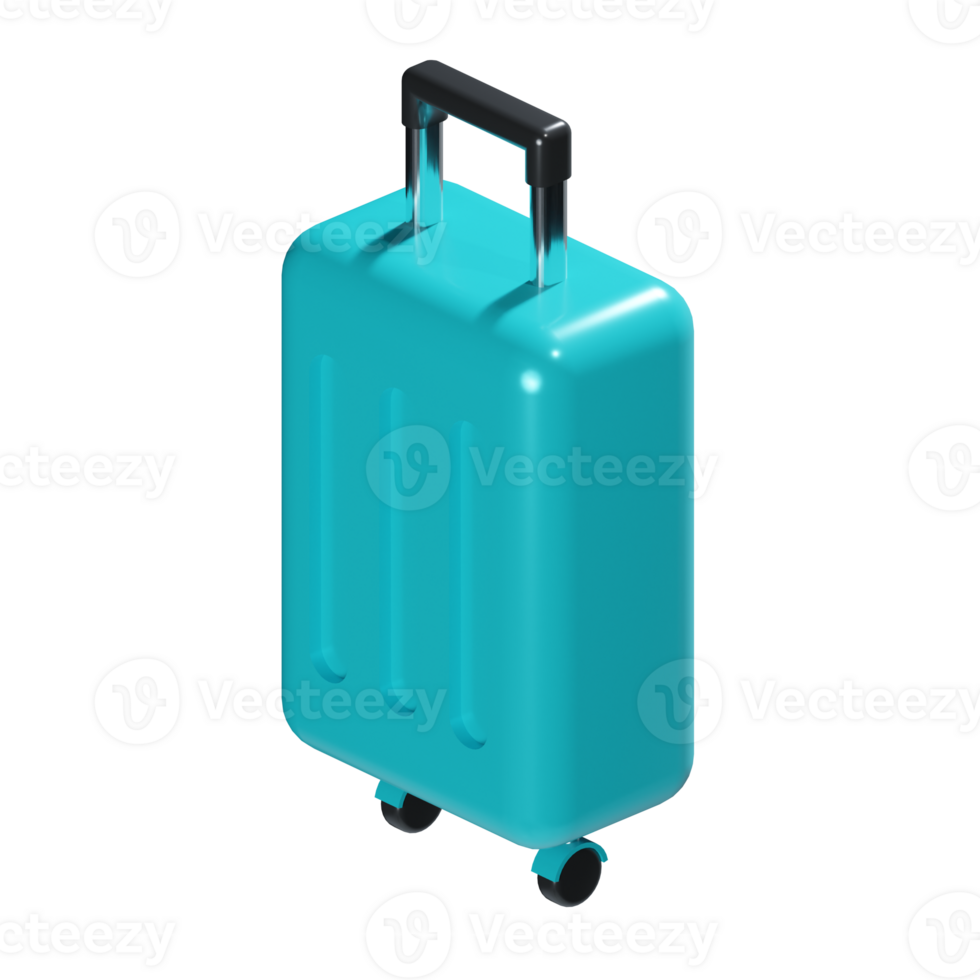 a 3d isometric blue travel suitcase with handlebar icon png