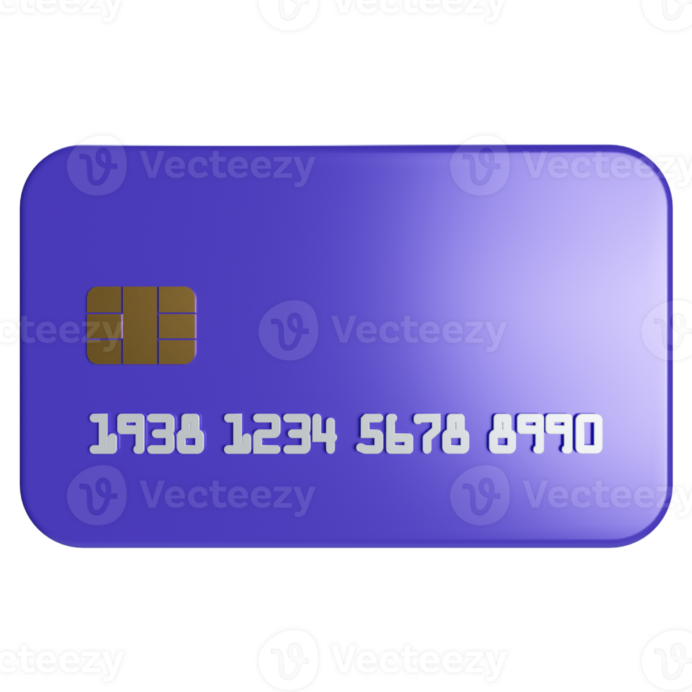 a 3d icon credit debit card payment with number png