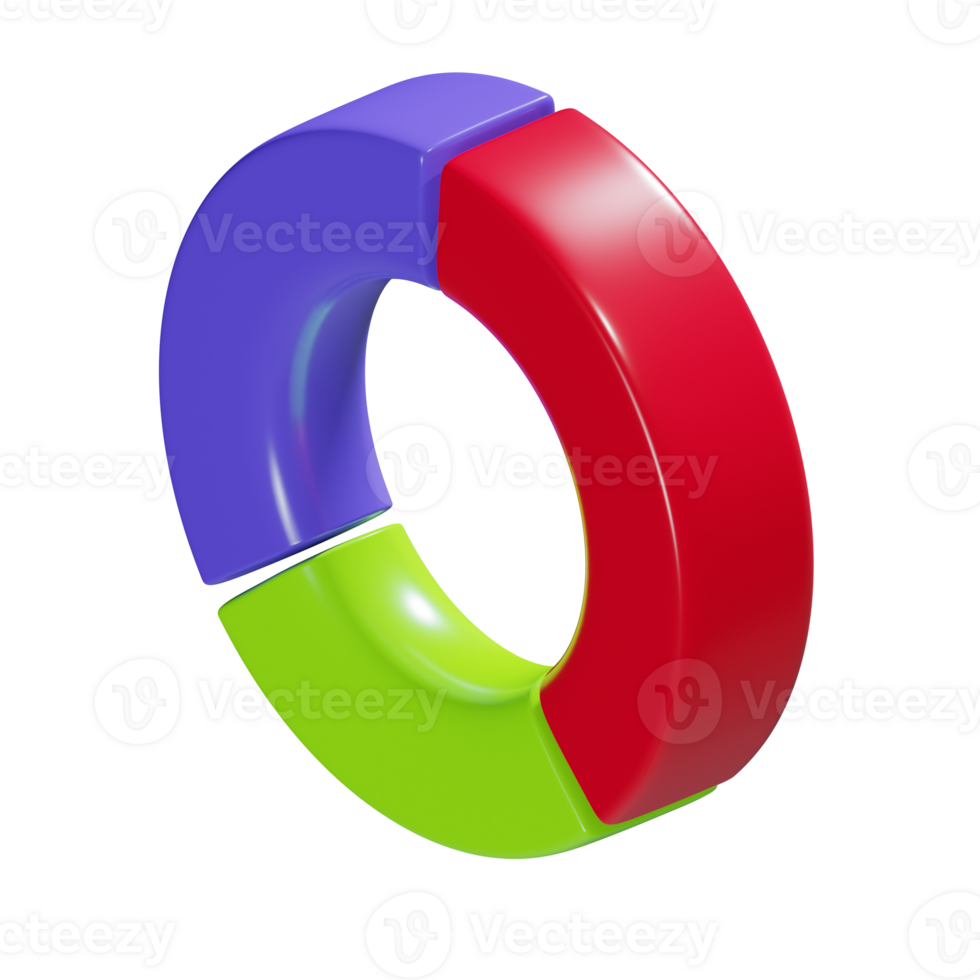 a 3d isometric colorful stack of pie chart icon png