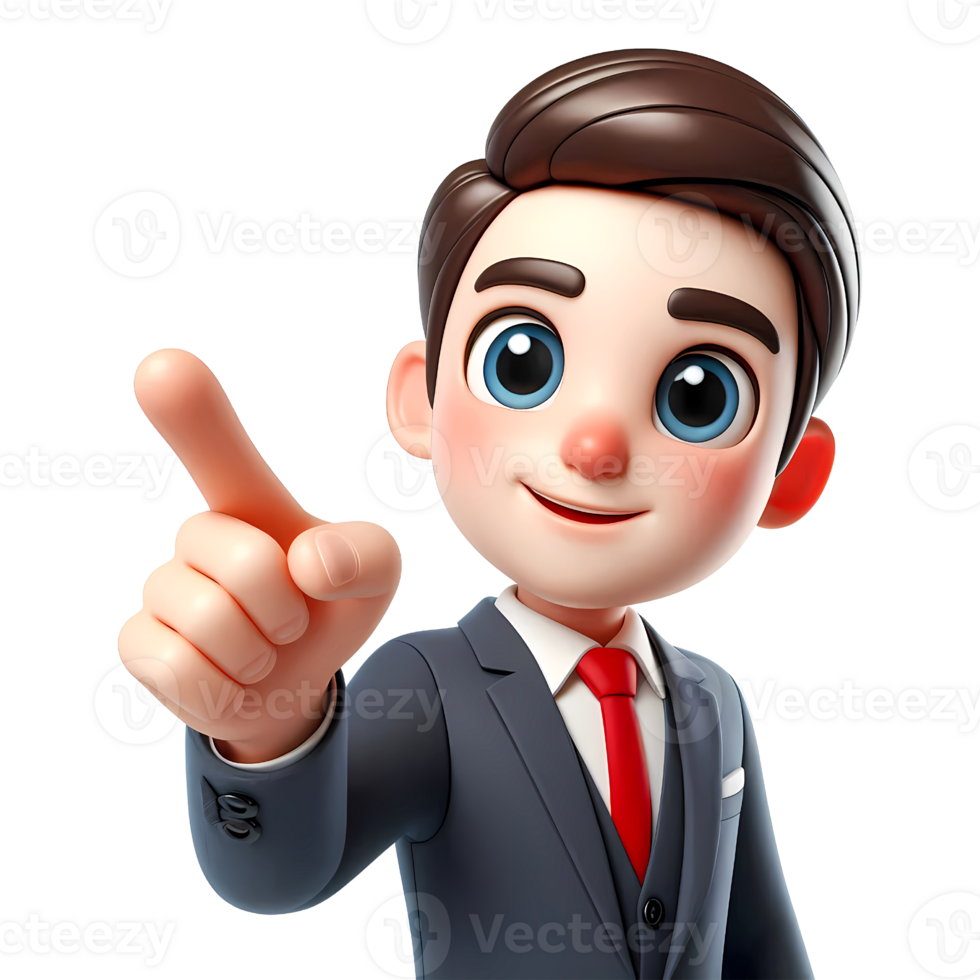 Cartoon businessman point finger to give an advice png