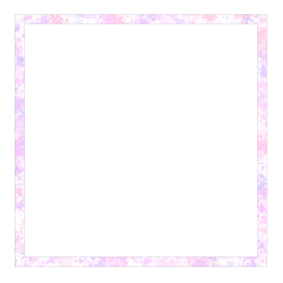 A white square frame with pink and lilac paint splatter png