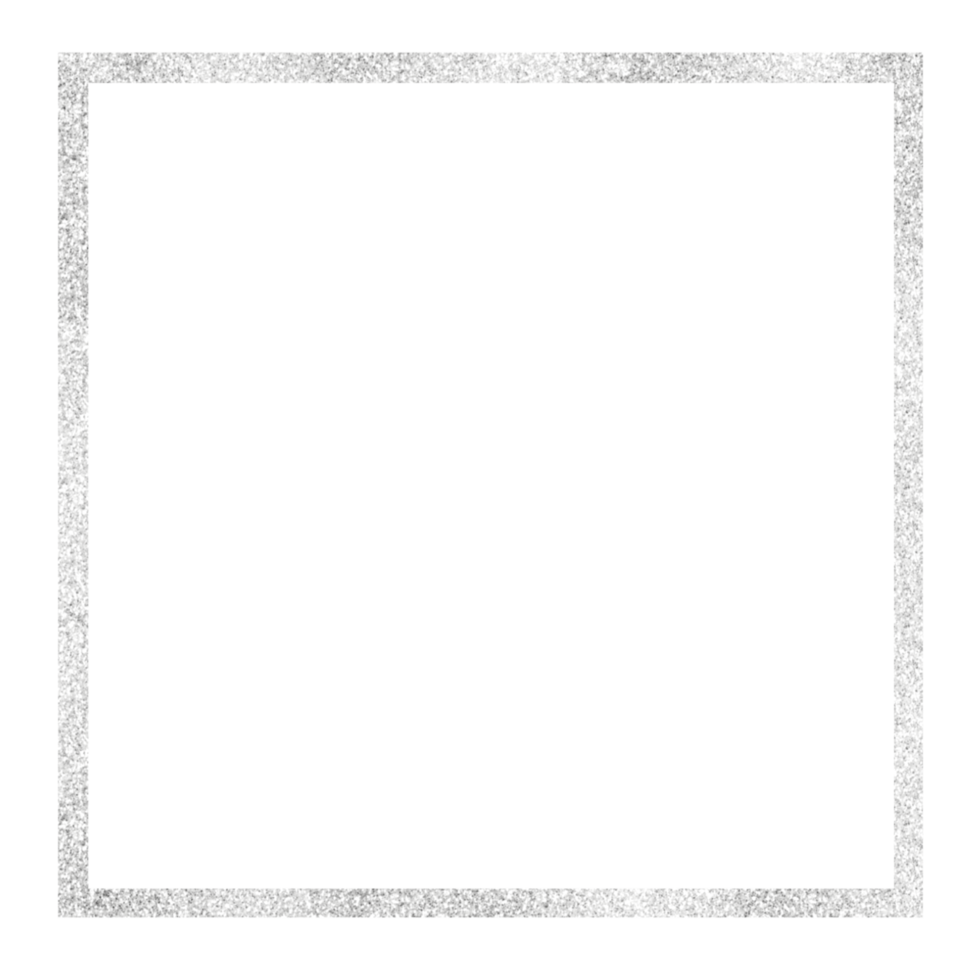 Glittery Silver Square Frame on a Transparent Background png