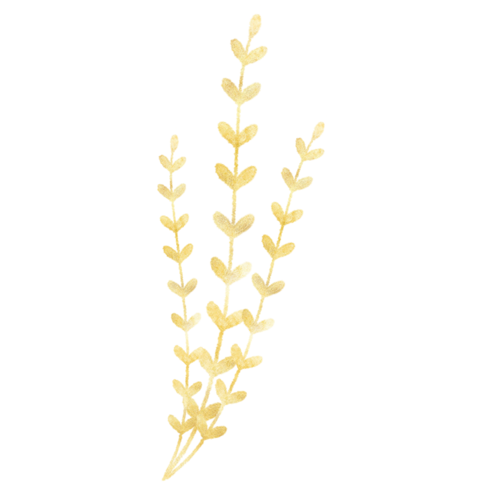Glittery gold plant with leaves on a transparent background png