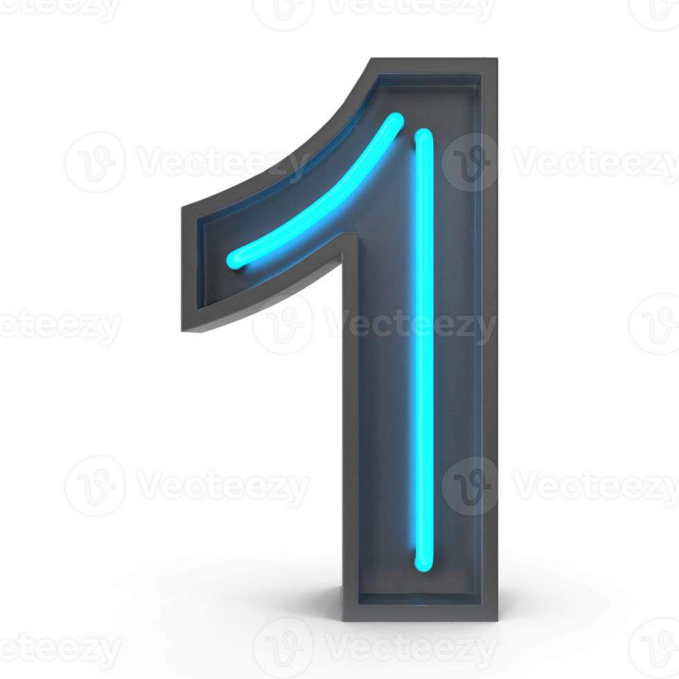 3d Neon Number 1 png