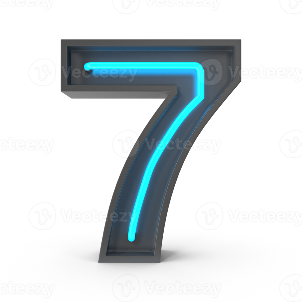 3d Neon Number 7 png