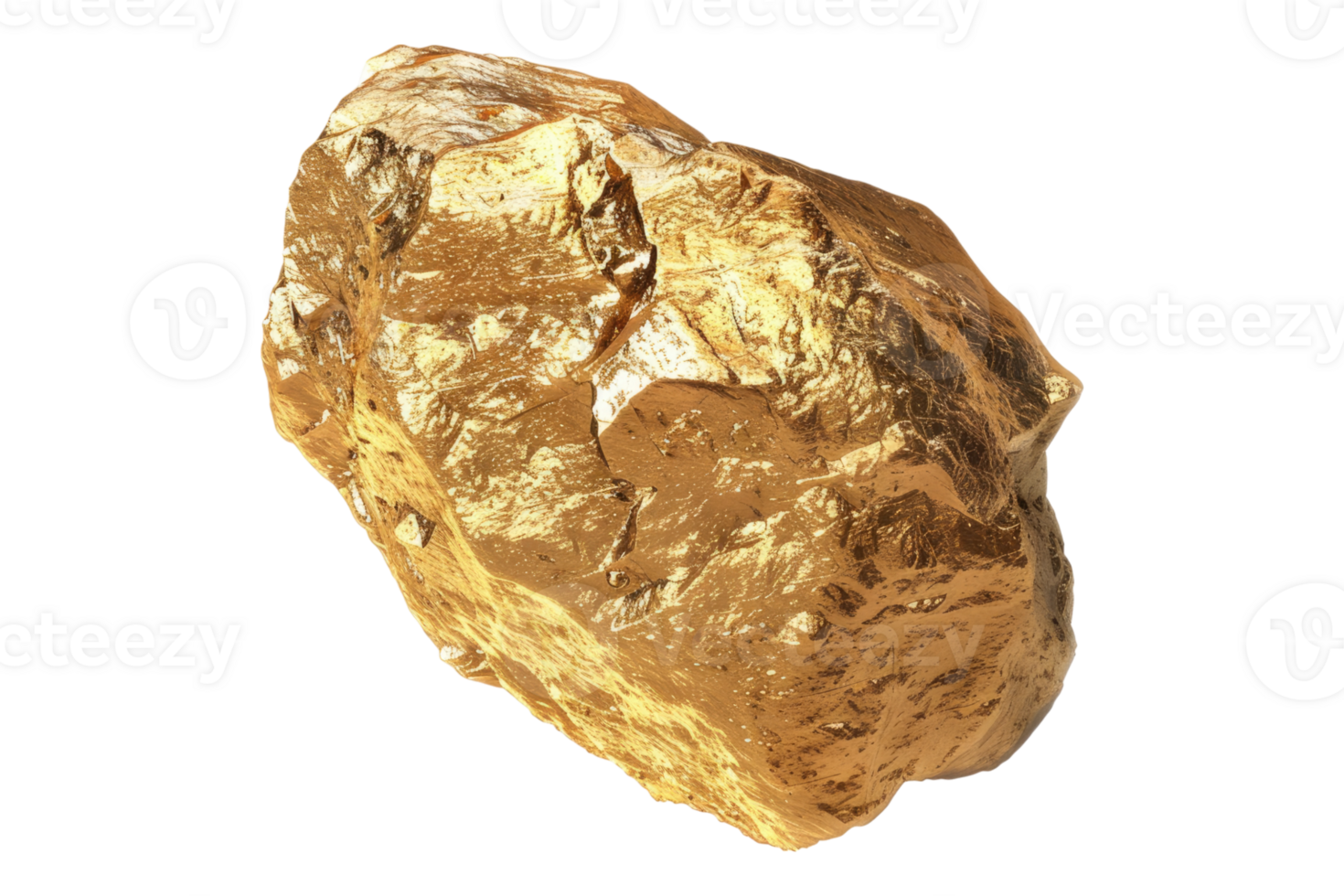 Gold nugget isolated on transparent background. png