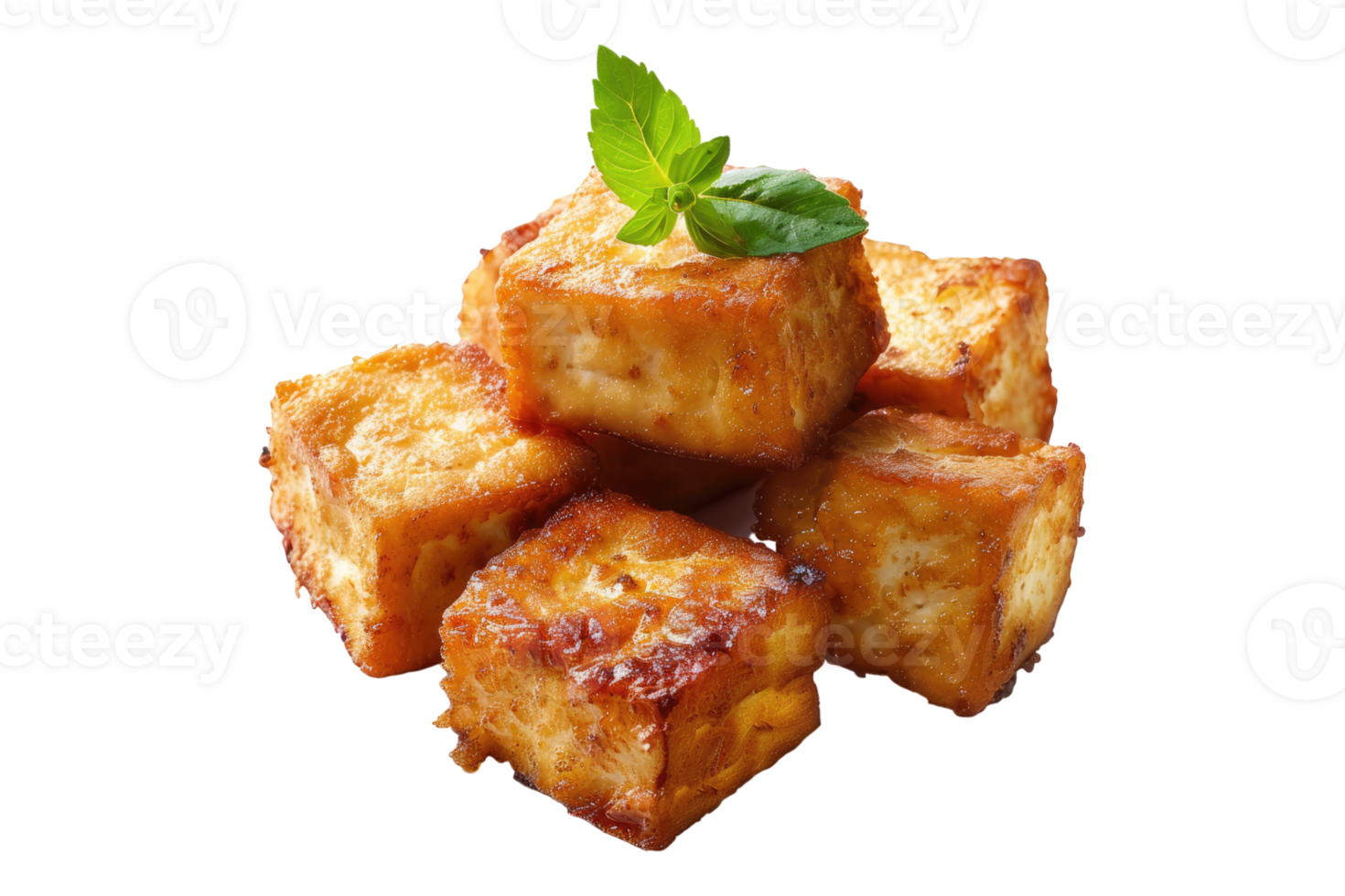 Fried tofu isolated on transparent background. png