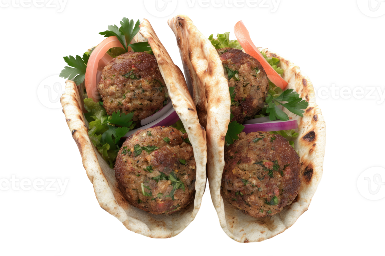 falafel in pita bread isolated on transparent background. png