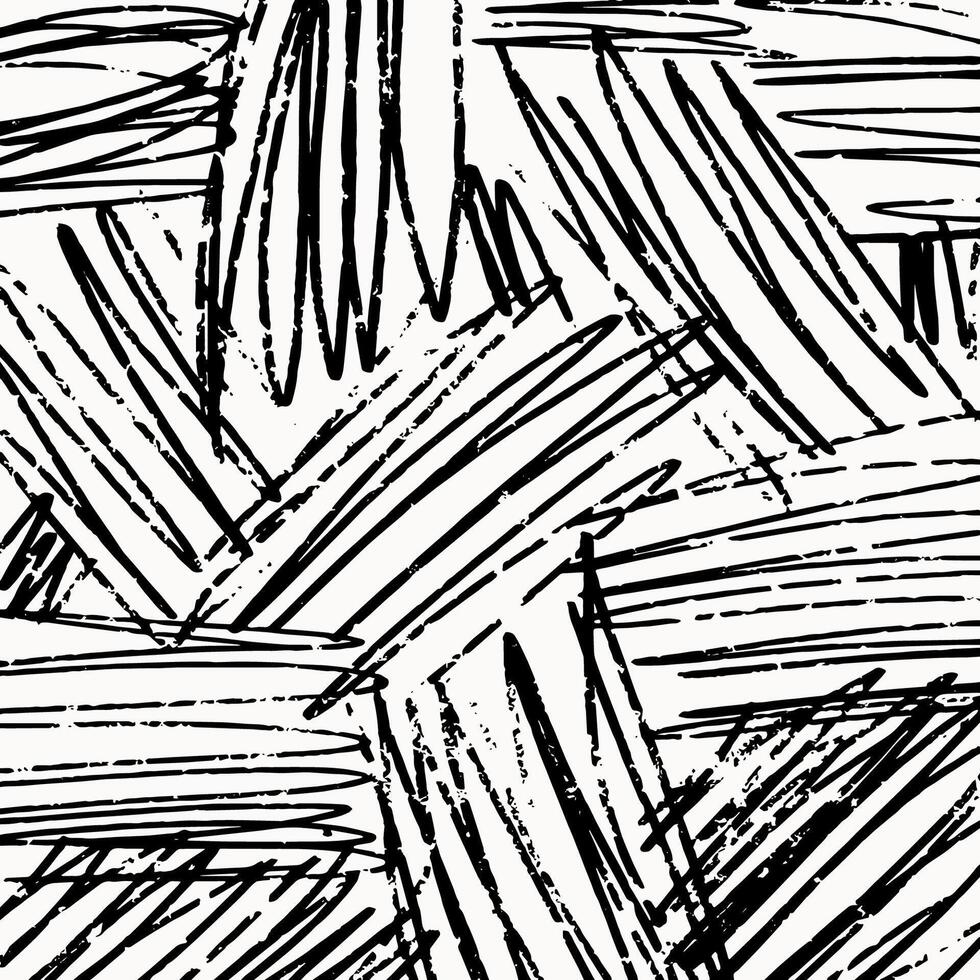 Square hand drawn pattern, pencil black chaotic hatching in different directions on white background. Textured crosshatch, scribbles, strokes and lines, sketch. vector