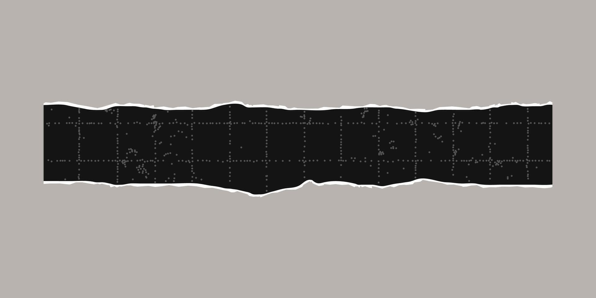 Black striped torn sheet of checkered paper with jagged edges. Black dotted textured background, noisy gritty dot effect. Banner template, empty space for text, grunge element. vector