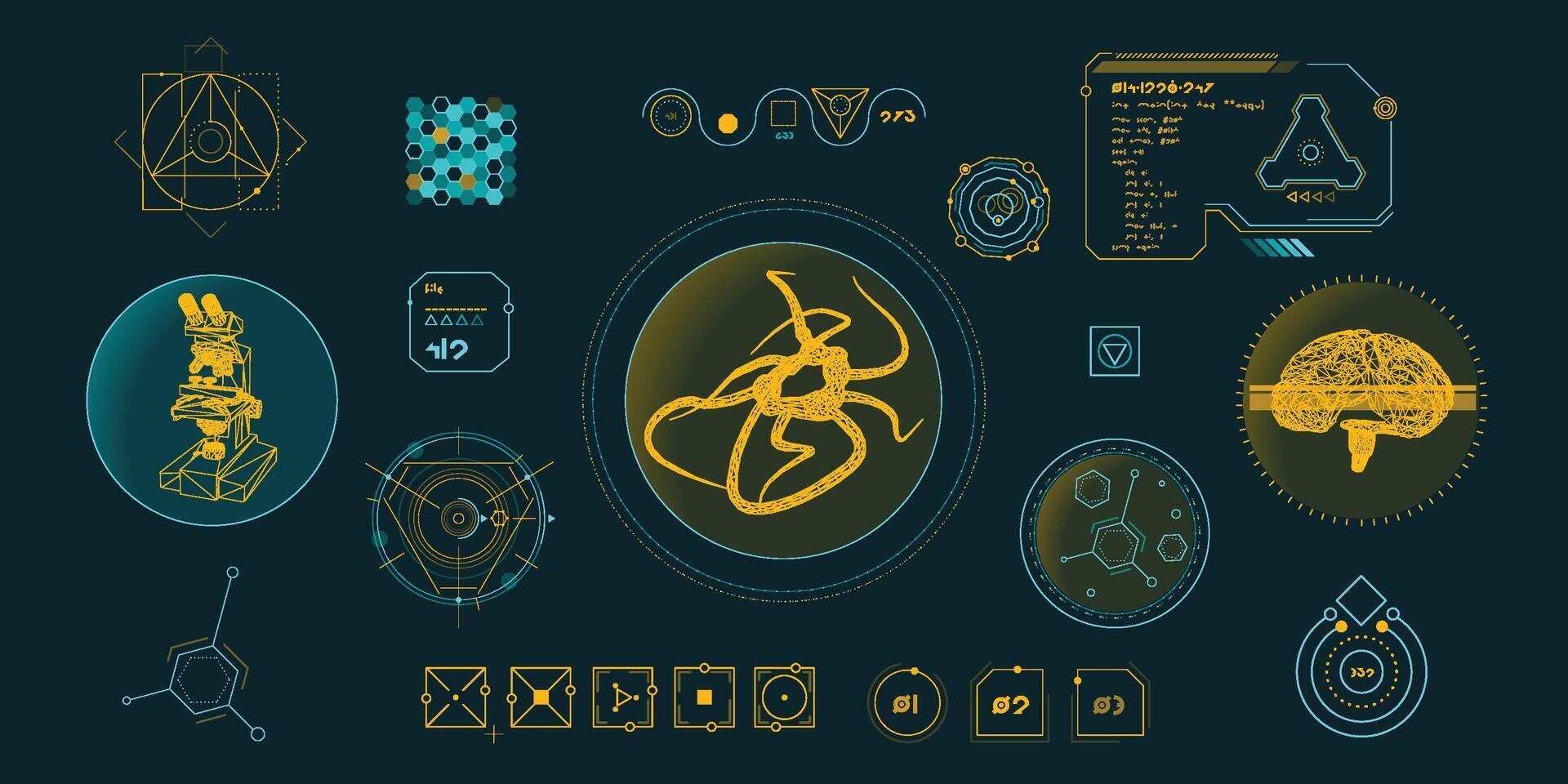 data elements for sci-fi interface infographics. vector