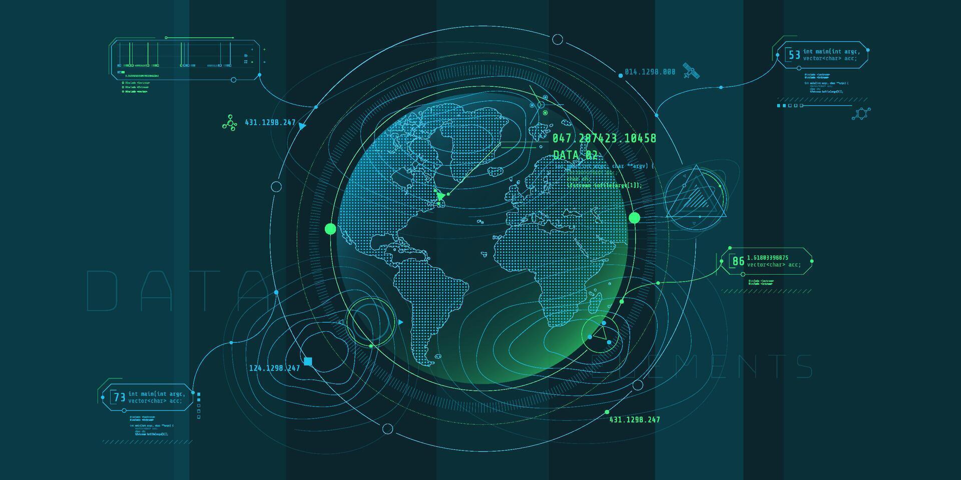 Design of a futuristic software interface for planetary search. vector