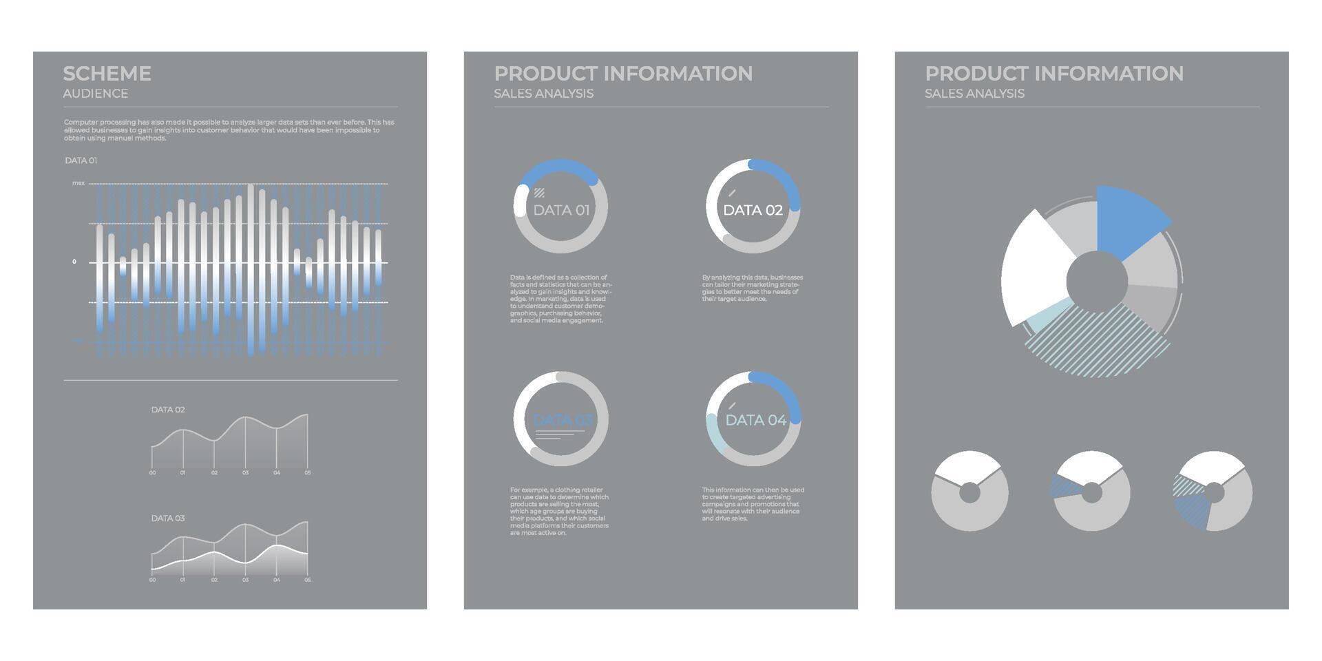 Coverage audience data charts in color. elements charts. vector