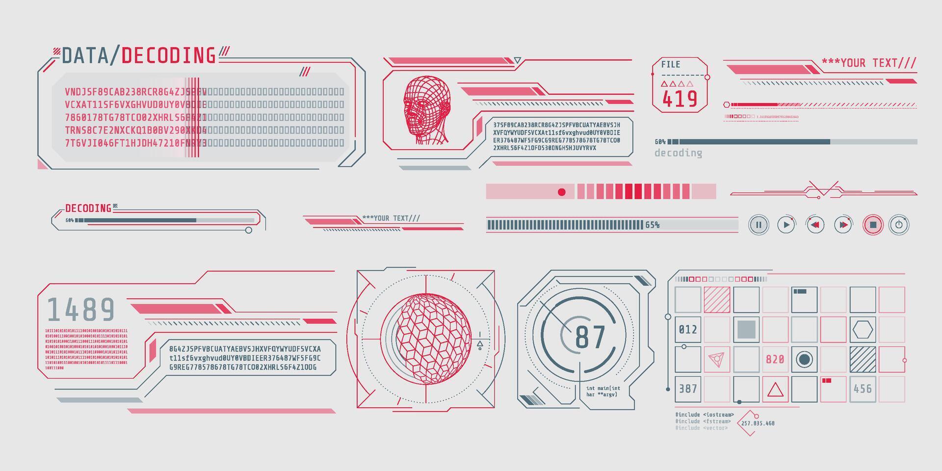 HUD interface design for decoding big data. vector