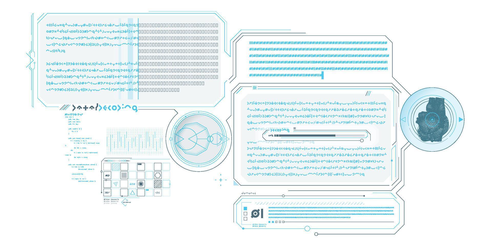 Exploration interface by sci-fi infographics. vector