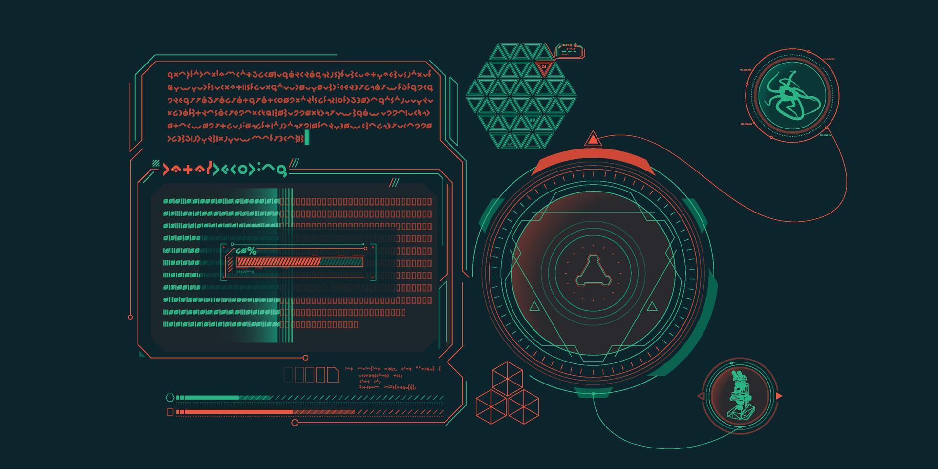 Sci-fi HUD interface for data research. vector