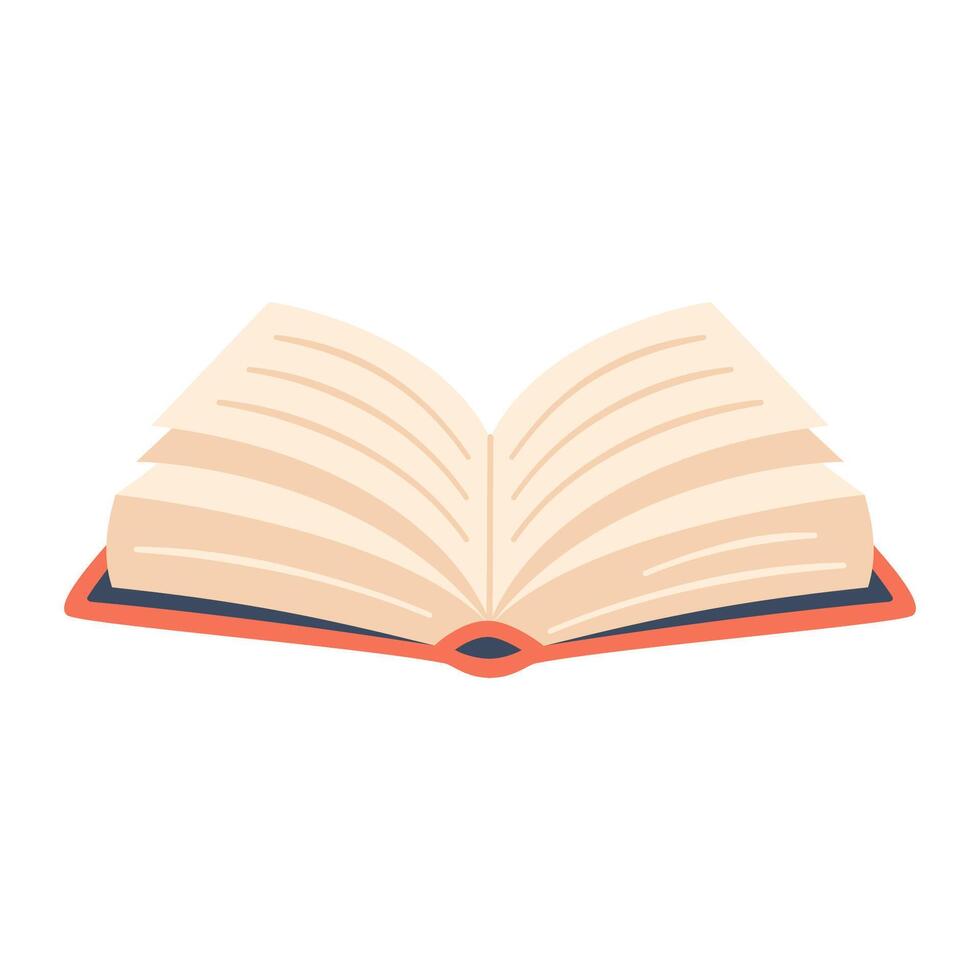 Open book icon isolated on white background. Clipart. Book opening with white pages, text. Book reading design for education concept. Textbook, dictionaries, encyclopedias for studing. vector